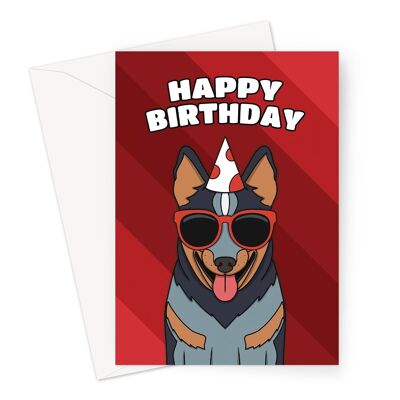 Biglietto di buon compleanno | Biglietto A6 o 7x5" cane Heeler blu