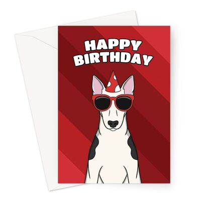 Tarjeta del feliz cumpleaños | Tarjeta Bull Terrier Perro A6 o 7x5"