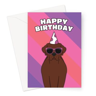 Tarjeta del feliz cumpleaños | Tarjeta Chocolate Labrador Perro A6 o 7x5"