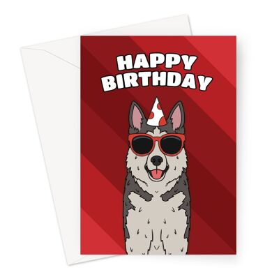 Alles Gute zum Geburtstagskarte | Husky Dog A6 oder 7x5" Karte