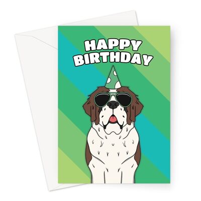 Tarjeta del feliz cumpleaños | Calle. Tarjeta Bernard Dog A6 o 7x5"