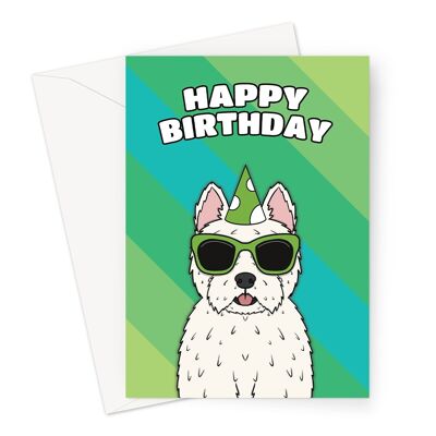 Tarjeta del feliz cumpleaños | Tarjeta Western Terrier Dog A6 o 7x5"