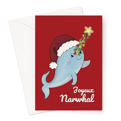 Narwal-Weihnachtskarte | Joyeux Noel Wortspiel