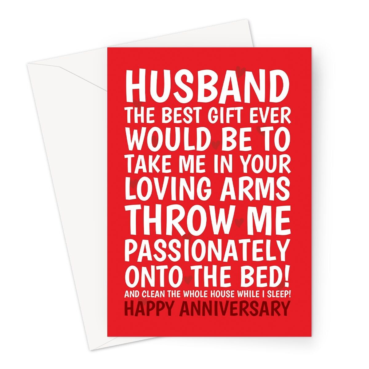 Biglietto di anniversario impertinente per il marito | Pulire la casa, scherzo