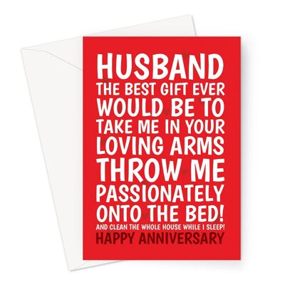 Freche Jubiläumskarte für Ehemann | „Reinigen Sie das Haus“-Witz