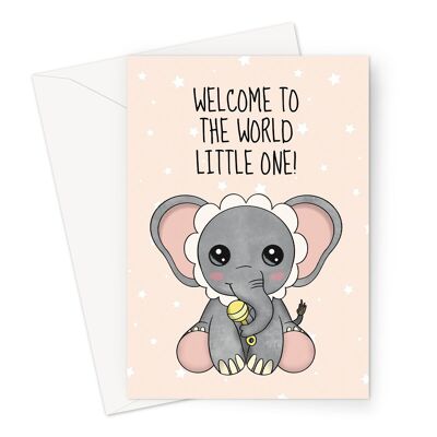 Nueva tarjeta de felicitación para bebé | lindo elefante