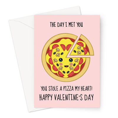 Tarjeta del día de San Valentín de pizza | Pedazo de mi corazón | comida linda
