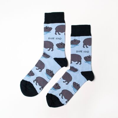 Nilpferdsocken | Bambussocken | Blaue Socken | Safari-Socken