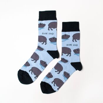 Chaussettes hippopotame | Chaussettes en bambou | Chaussettes bleues | Chaussettes Safari 1