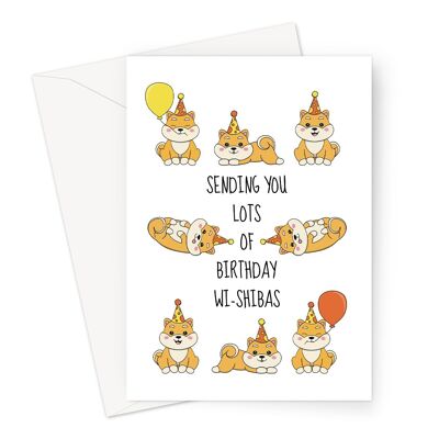 Tarjeta de cumpleaños Shiba Inu | Perros lindos | Mascota Japonesa Kawaii