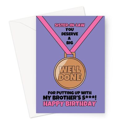 Sister-In-Law Birthday Card | Funny Medal Card