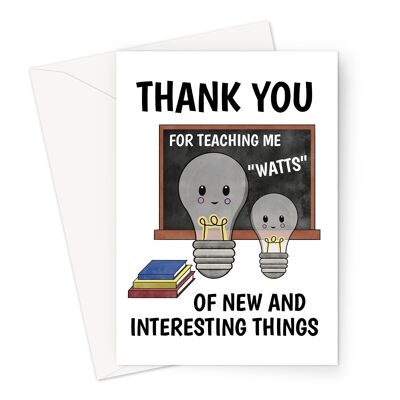 Tarjeta de agradecimiento para profesores | Enseñándome "vatios" de cosas