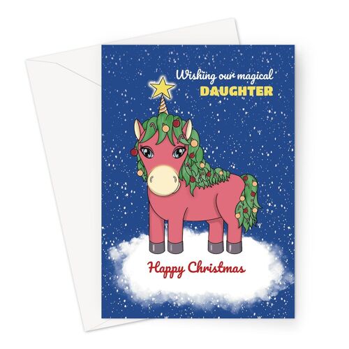 Unicorn Christmas Card For A Daughter