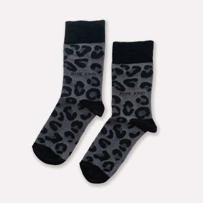 Chaussettes à imprimé panthère noire | Chaussettes en bambou | Chaussettes noires