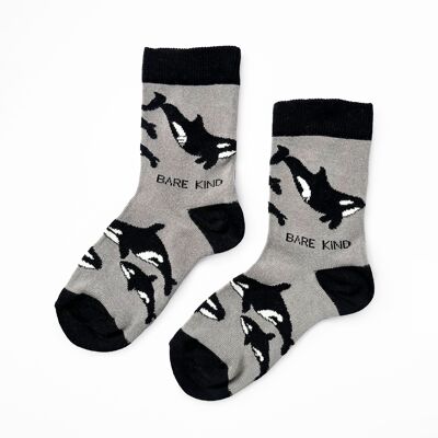 Orca-Socken | Kinder Bambussocken | Graue Socken | Ozeansocken
