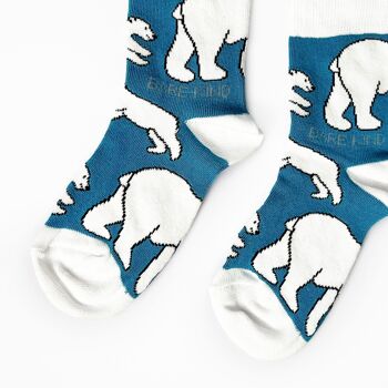 Chaussettes ours polaire | Chaussettes en bambou pour enfants | Chaussettes bleues 2