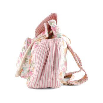 Sac à dos rembourré pour enfants - Sac en coton éléphant rose fait à la main, parfait pour l’école et les voyages, cadeau unique pour les enfants, sac à dos d’école en coton rembourré. 3