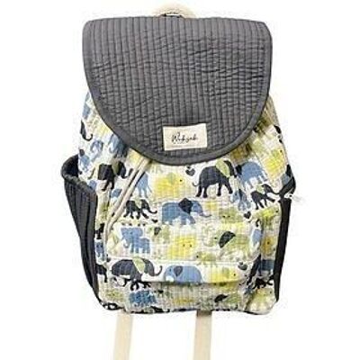 Handmade Toddler Quilted Backpack - Cute Printed Elephant Cotton Backpack for Kids, Perfect Gift for Little Ones, Eco-Friendly Backpack.