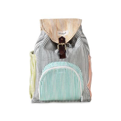Backpack - Eco-Friendly Women's Backpack - Quilted Stripe Pattern, Cotton, For Laptop & Office, Ideal Gift.