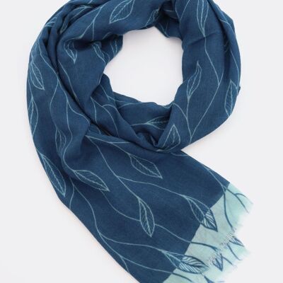 Wool scarf / Secret Garden - dark blue / light blue