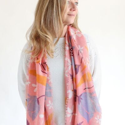 Wool scarf Flower Market – pink
