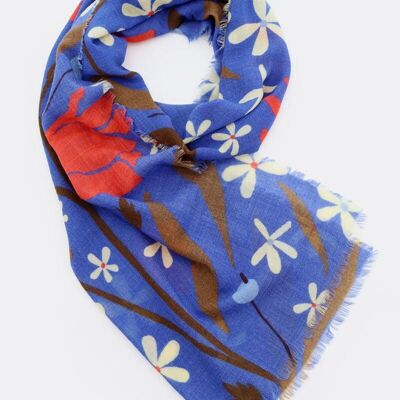 Wool scarf Flower Market – royal blue