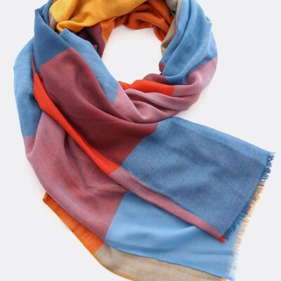 Wool scarf checked – blue / red