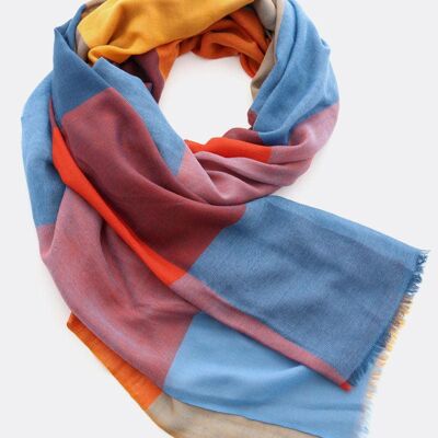 Wool scarf checked – blue / red