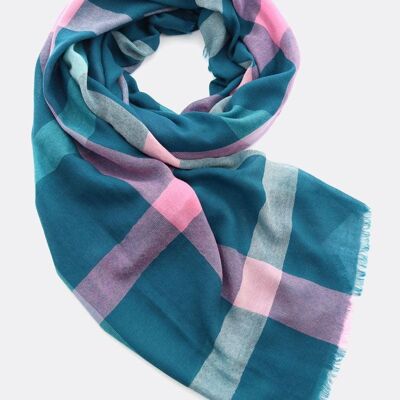 Wool scarf checked – petrol