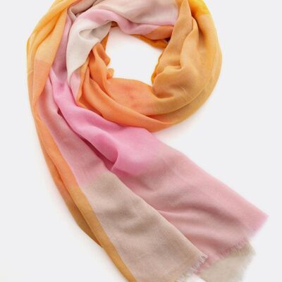 Bufanda de lana a cuadros – rosa / naranja