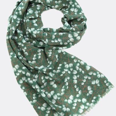 Wool scarf Mystic Blossom – dark green / light green