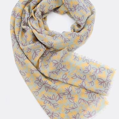 Wool scarf Mystic Blossom – gray / yellow