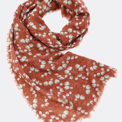 Wool scarf Mystic Blossom – rust / light green