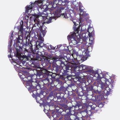 Écharpe en laine Mystic Blossom – violet / bleu clair