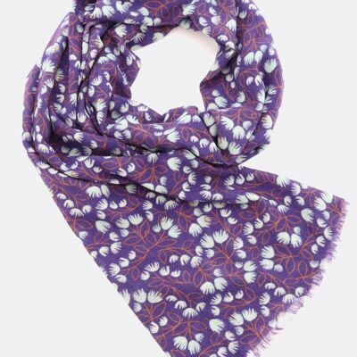 Wool scarf Mystic Blossom – violet / light blue