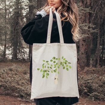 Sac en tissu eucalyptus dans un vase - sac à provisions branches sac en jute 5