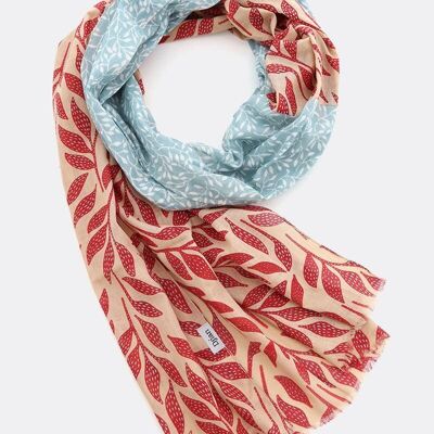 Scarf 100% organic cotton / Good Friends – red/light blue