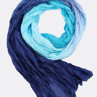 Silk scarf / batik gradient - dark blue / cyan