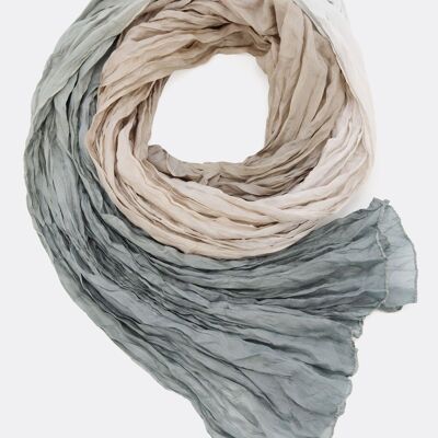 Silk scarf / batik gradient - gray / beige