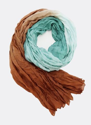 Foulard en soie / batik dégradé - vert d'eau / marron