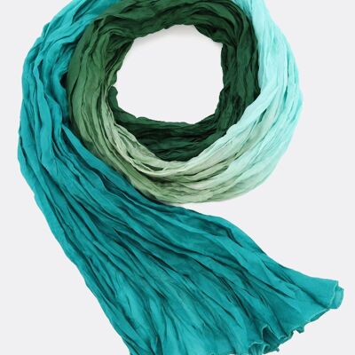 Silk scarf / batik gradient - turquoise / dark green