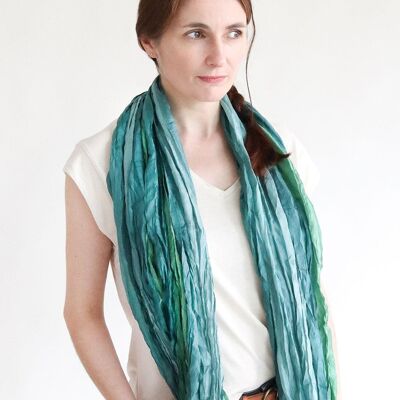 Silk scarf / batik stripes - dark green