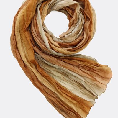 Sciarpa in seta/righe batik - ocra dorata