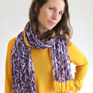 Foulard en soie Bright Leaves – violet/jaune