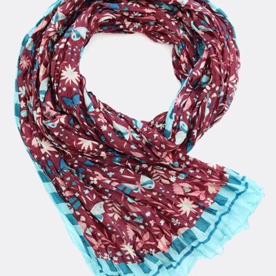 Foulard en soie Papillon – bordeaux/coloré