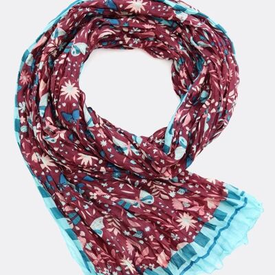 Silk scarf Butterfly – wine red/colorful