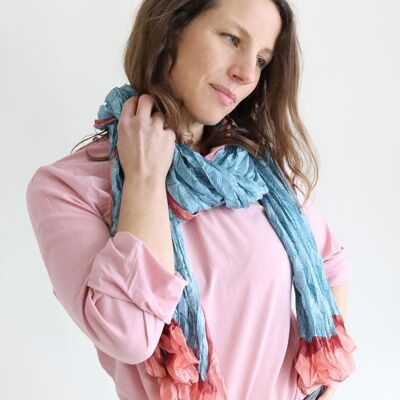 Silk scarf Geometric – grey-blue