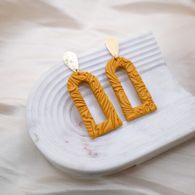 ZOE - orecchini di tendenza placcati in oro 18 carati color senape