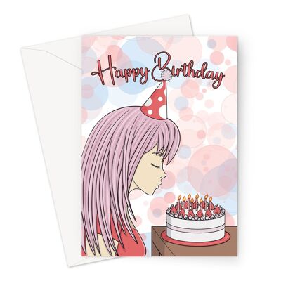 Carte d'anniversaire Anime Girl pour elle