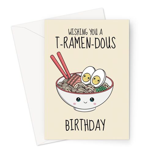 Cute Birthday Card | Ramen Noodle Bowl | Kawaii Art Style